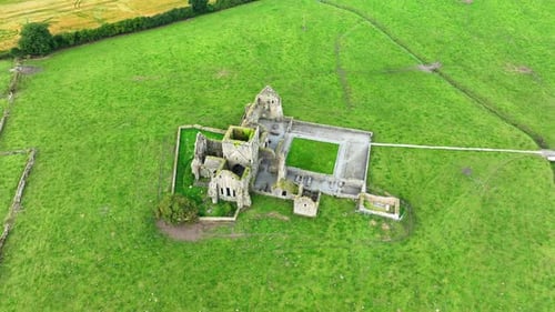 Ireland Epic Locations drone static shot of Hore Abbey Cashel Tipperary Ireland near the Rock Of Cas