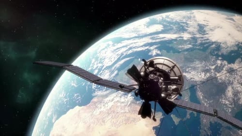 Realistic Satellite Orbiting Earth Space Animation
