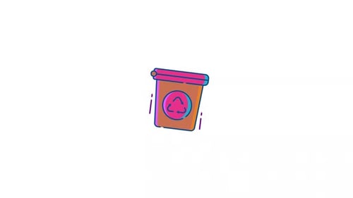 Animated Recycling Bin Icon with Pop Up Lid