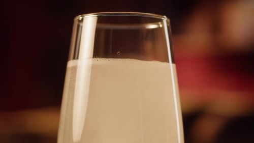 Close Up of Bubbles in a Glass Beverage