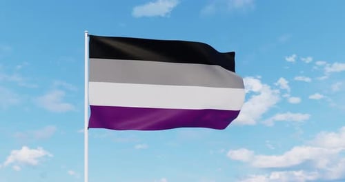 Asexual Pride Flag Waves in the Wind