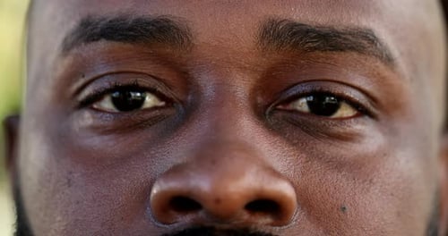 Close Up of Man's Eyes Focused Gaze
