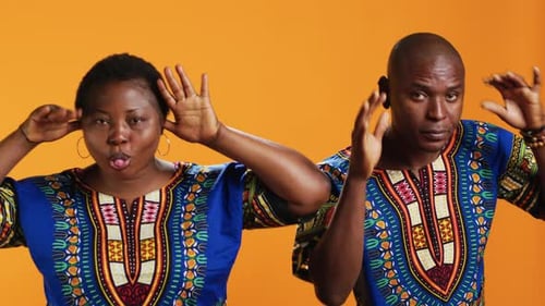 Silly Ethnic Couple Fooling Around on Camera