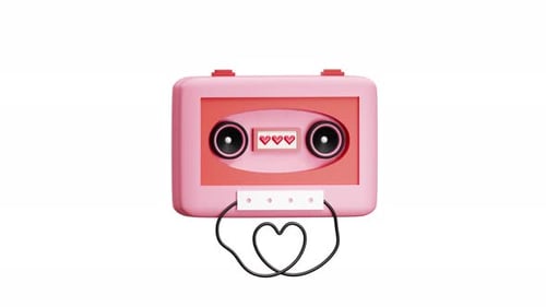 3d Animation Valentine Cassette Tape Retro Music Love Romance Audio