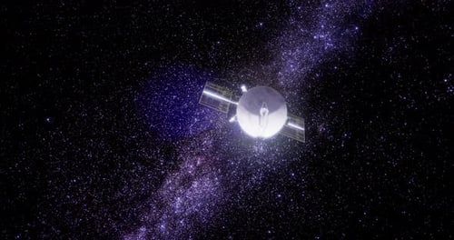 Futuristic Satellite Exploring Deep Space Animation