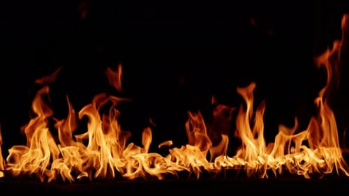 Realistic Fire Flames Line Animation on Black Background