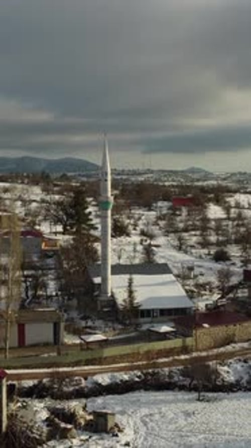 Luftdrohne Winterschneemoschee