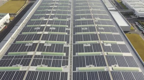 Solar power station on factory rooftop