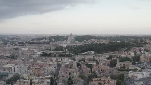 Rome Italy - Drone of the Vatican sunset wide shot landscape