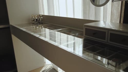 Dressing Table with Mirror and Makeup Display