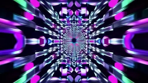 Futuristic Sci Fi Neon Kaleidoscope Tunnel Loop