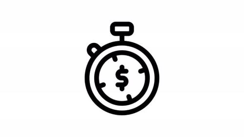 Animated Flat Design Stopwatch with Dollar Sign Icon