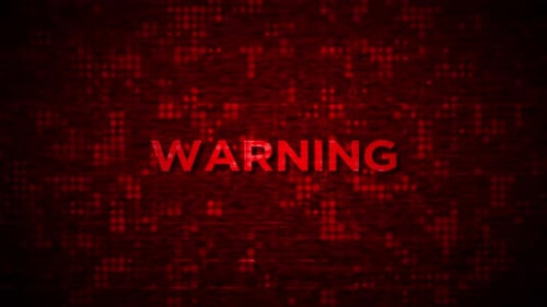 Digital Warning Text on Glitch Effect Background
