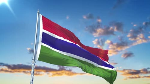 The Gambia National Flag Waving in Realistic 3D Animation