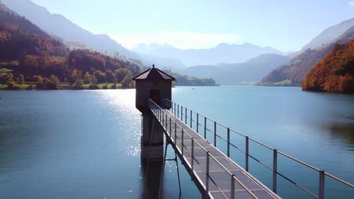 Aerial View of Foggy Mystical Landscape Scenery