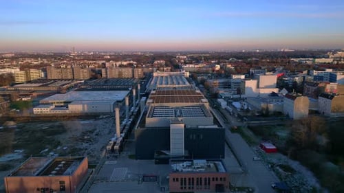 Data Computing center cloud service quantum computing, server space Magic aerial view flight drone