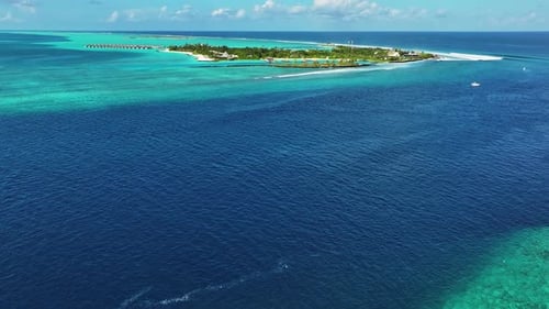 Aerial view of a resort Island, Maldives.