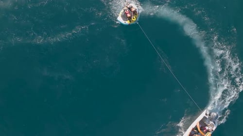 Sports Boat Sails Fast on the Sea Aerial View 4 K