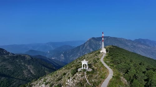 Aerial View of a Mountain Road and Gazebo