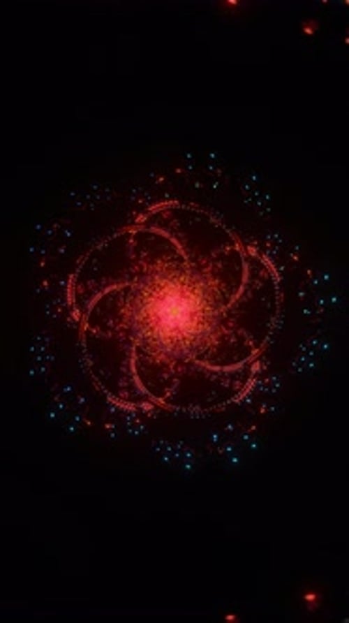 Vertical Video of Abstract Spiral with Pulsating Neon Geometric Patterns