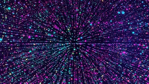 Abstrakte digitale Datenteilchen, die im Weltraum strahlen