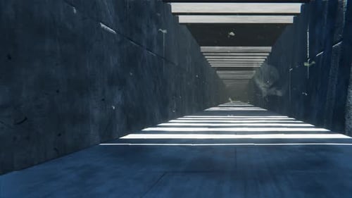 Abstract Seamless Loop of Flying into Concrete Industrial Tunnel