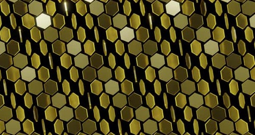 Gelbes Glasstech-Sechseckmuster mit 4K-Schleife