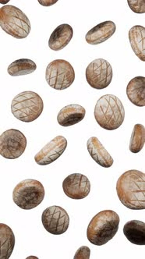 Falling Baked Bread Loaves Rotating on White Background