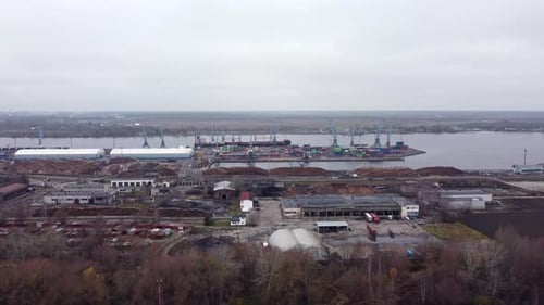 Aerial of Andrejsala Port with Shipping Docks