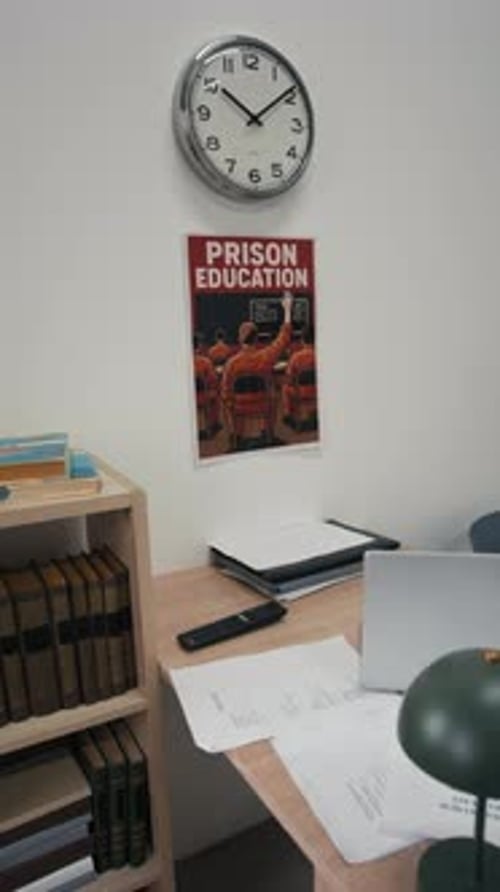 Affiche de motivation lumineuse sur le mur d'une classe de prison