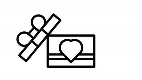 Minimalist Line Art Gift Box Opening Animation