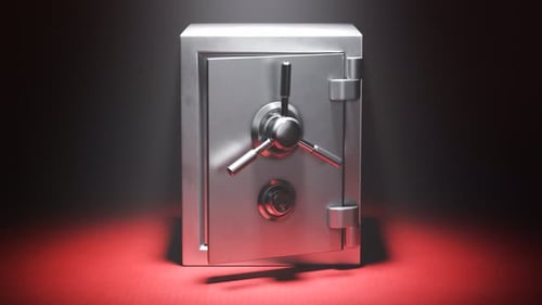 Spotlight on Steel Safe with Doors Slowly Opening