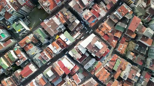 Aerial perspective of Istanbul's housing rooftops