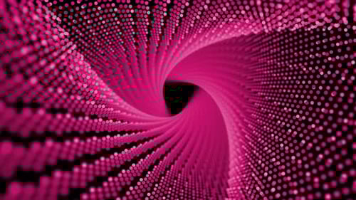 Animation Of Colorful Particle Triangle Tunnel, 3d Digital High Tech Particle Tunnel, Flying Through