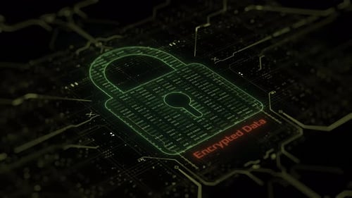 Digital Data Encryption and Cyber Security Padlock Animation