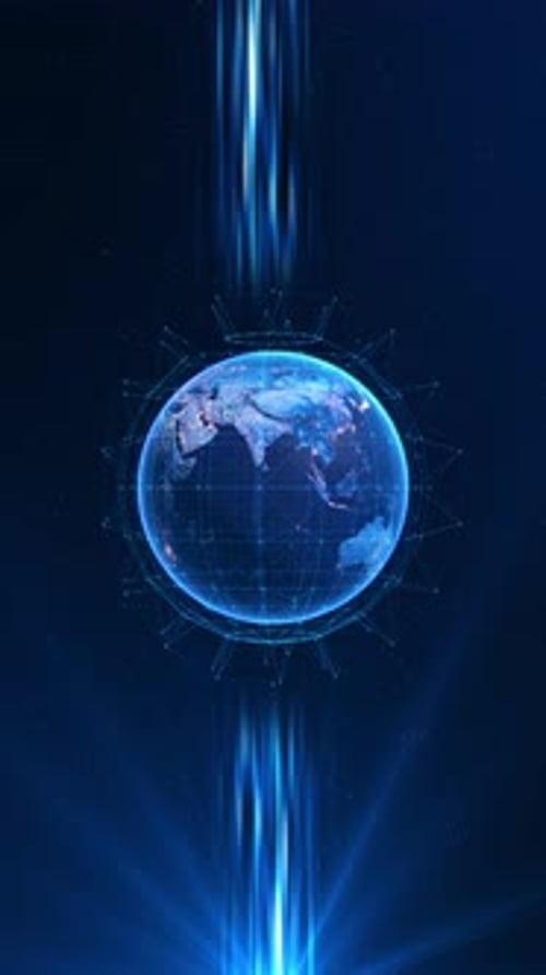 Digital Earth Globe Connection with Glowing Data Stream