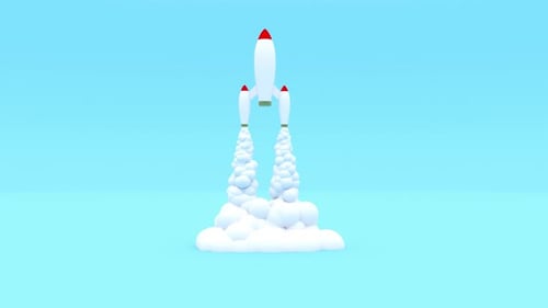 Start Rocket 3d Style on Blue Back