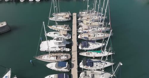 Aerial View of Luxury Yachts and Boats Moored in the Marina
