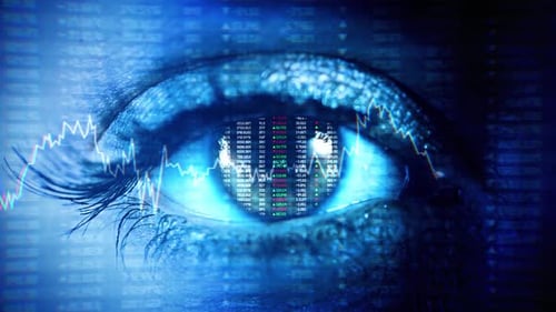 UI Stock Market Futuristischer Bildschirm mit digitalen Grafiken Charts Computerdaten