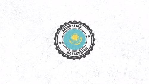 Kazakhstan National Flag Badge Stamp Reveal