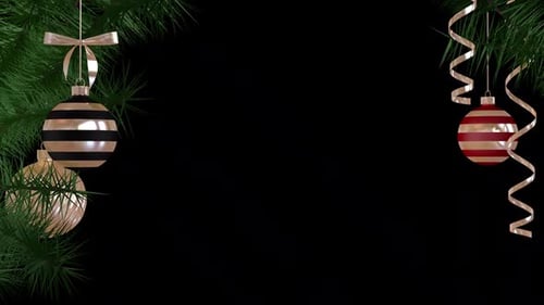 Festive Christmas Ornaments and Pine Branches Border