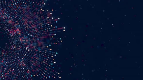 Big Data, complejo, gráfico redondo, animación, universo de computación cuántica, ciberespacio de la tecnología de inteligencia artificial