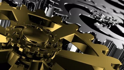 Animation Metal Gear Mechanism For Backgrounds Or Presentations. Smooth Looped Cogwheel. Successf...