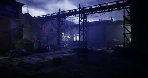 Gritty Abandoned Industrial Factory Loop Motion Background