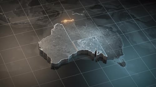 Map of Australia States with Country Regions Outlines