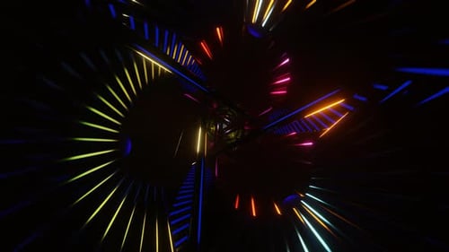 The VJ Loop Pulsates with Neon Disco Energy Lighting the Background