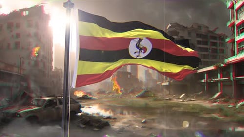 Bandeira de Uganda e antecedentes de guerra destruíram a megalópole