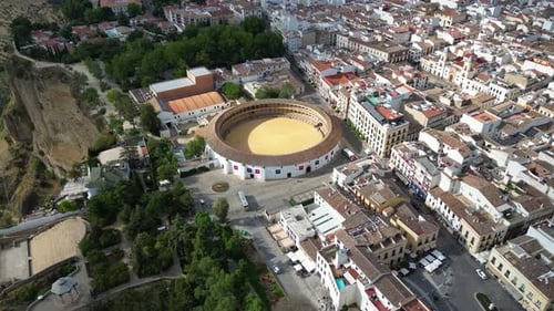 Vista aérea de la plaza de toros de Ronda, Andalucía, España