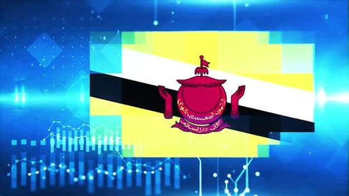 Brunei Flag On Economy Background And Graph