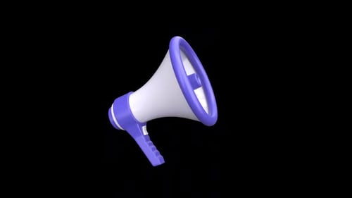 Megaphone 3D Blue Alpha Channel
